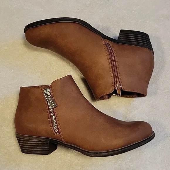Nautica ALARA Brown Ankle Boots with Side Zipper and Low Heel, NEW - Picture 4 of 11